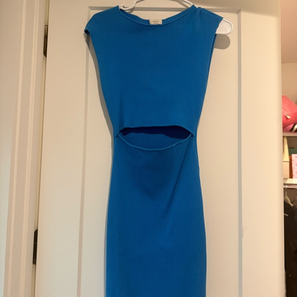 Aritzia Ribbed Electric Blue Cutout Mini Dress